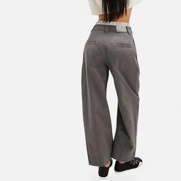 Free People We The Free “Good Sport” Boxer-Style Wide Leg Trousers – Size 6 - Picture 7 of 8